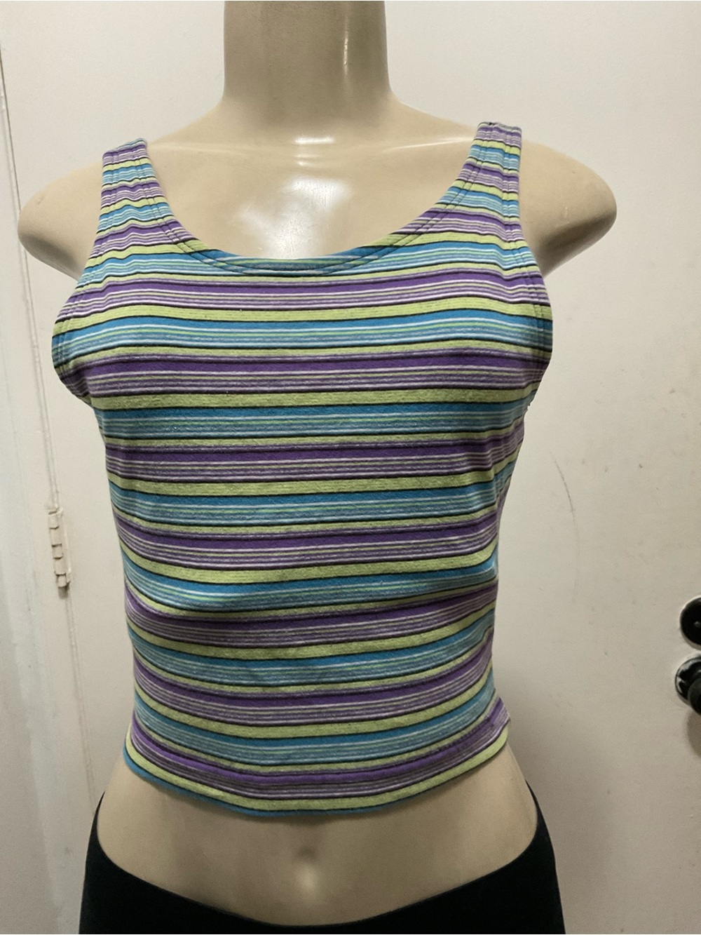 Basic Editions women’s Striped Purple, Blue & Green Tank Top size M